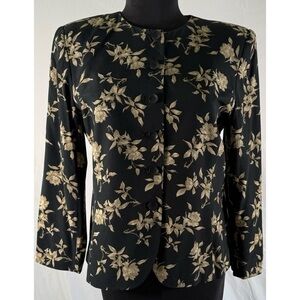 90’s Vintage ‘Rena Rowan’ Black and Gold Floral Blazer